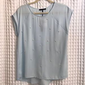 Light Blue Ro & De High-Low Top with Pearl Accents